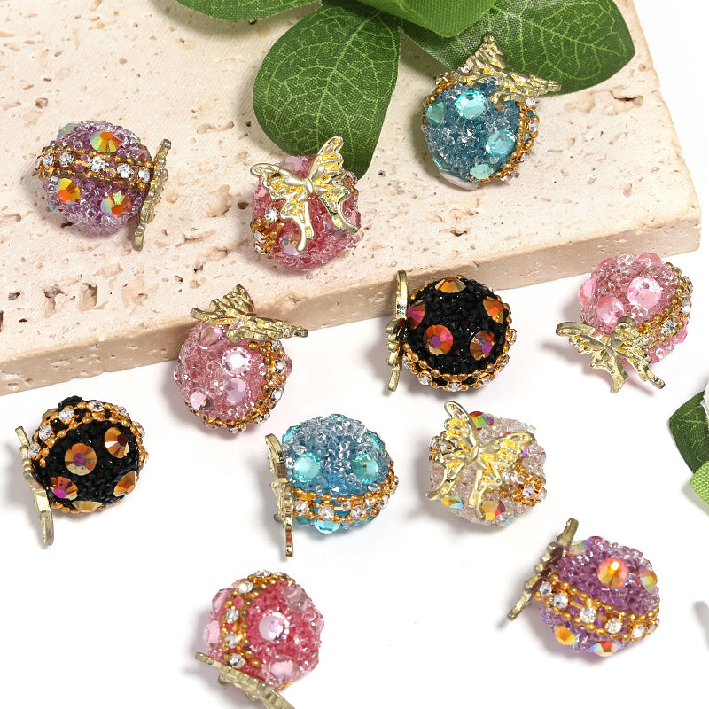Wholesale 20pcs DIY Heavy Alloy Butterfly Rhinestone Sugar Beads